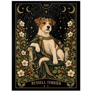 Russell Terrier, Starlit Tarot Art Postcard