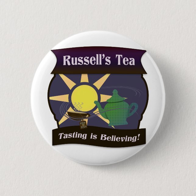 Russell's Tea 6 Cm Round Badge (Front)