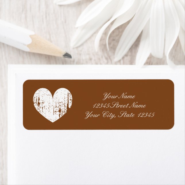 Russet brown wedding custom return address labels (Insitu)