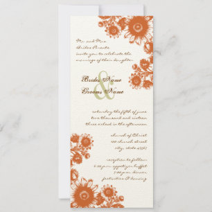 Russet Orange Vintage Flower Wedding Invitation