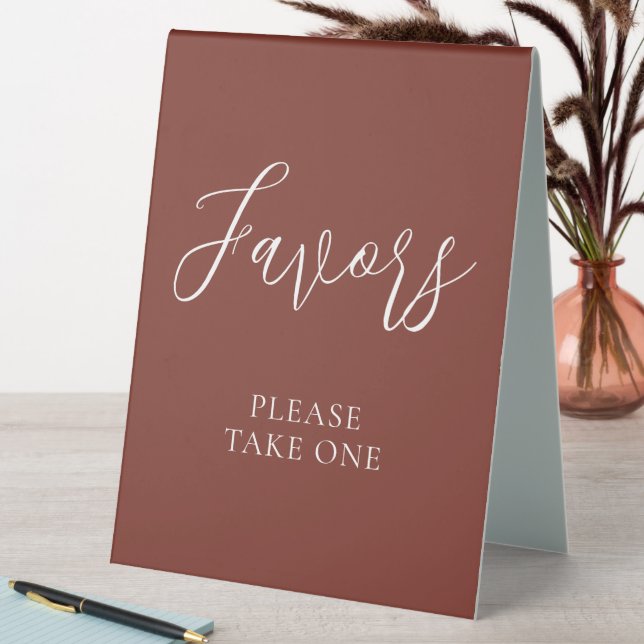 Russet Red and White Modern Script Wedding Favours (In SItu (Table))