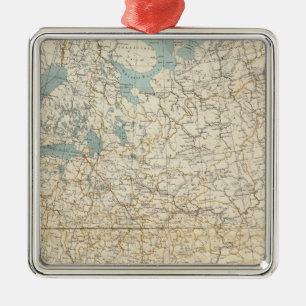 Russia and Poland Atlas Map Metal Ornament