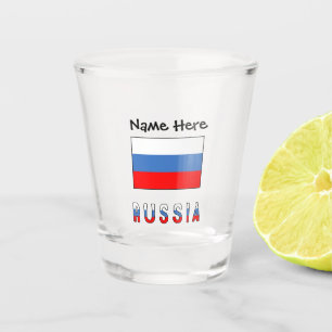 Russia and Russian Flag with Your Name Shot Glass