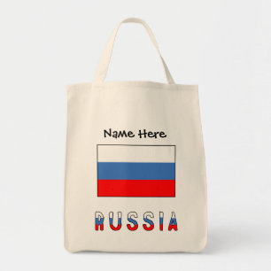 Russia and Russian Flag with Your Name Tote Bag