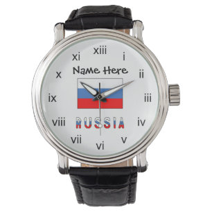 Russia and Russian Flag with Your Name Watch