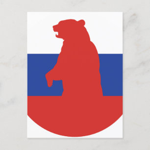 Russia Bear Russian National Animal Flag Postcard