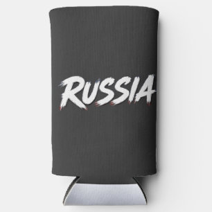 Russia Brush Flag Typography Design Seltzer Can Cooler