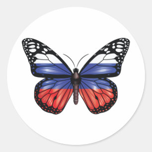 Russia butterfly monarch flag classic round sticker