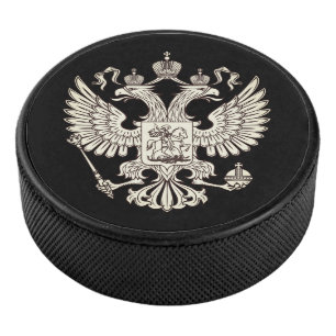 Russia coat of arms - white version hockey puck