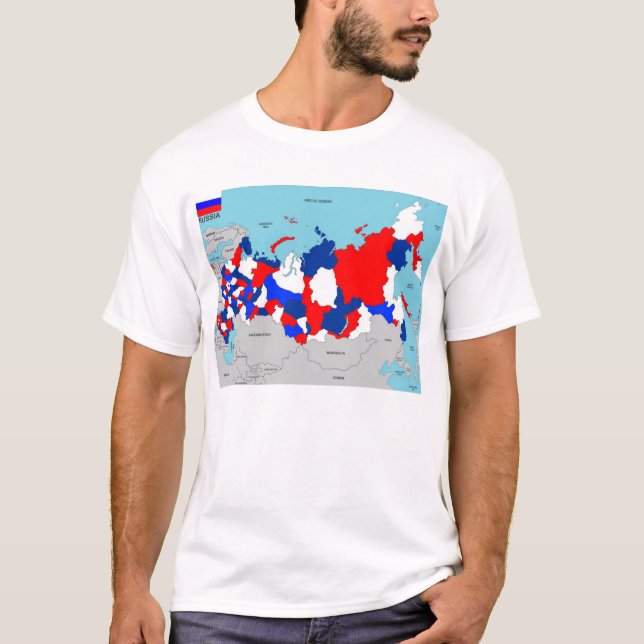 russia country political map flag T-Shirt (Front)