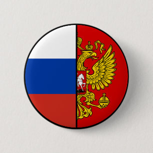 Russia Flag and Coat of Arms Patriotic 6 Cm Round Badge