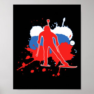 Russia Flag Biathlonist - Russian Biathlon 1 Poster