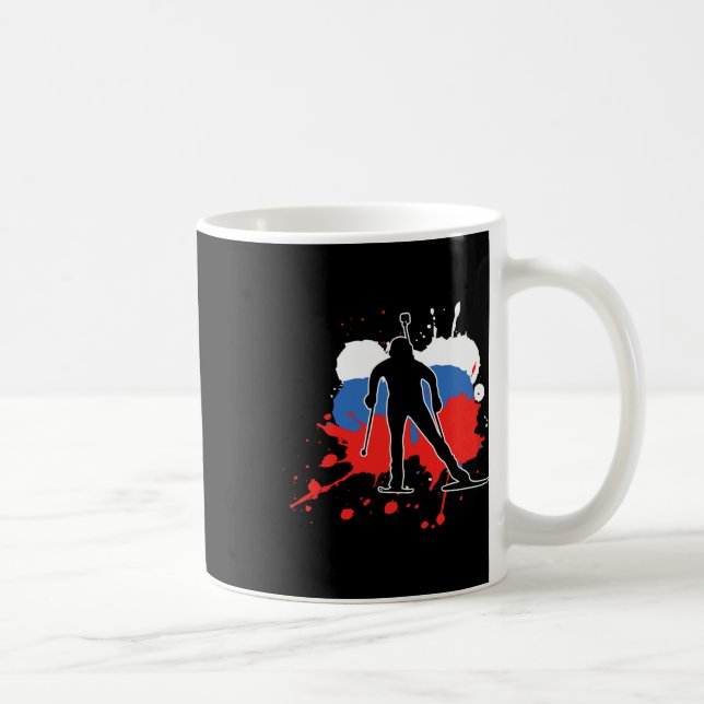 Russia Flag Biathlonist - Russian Biathlon  Coffee Mug (Right)
