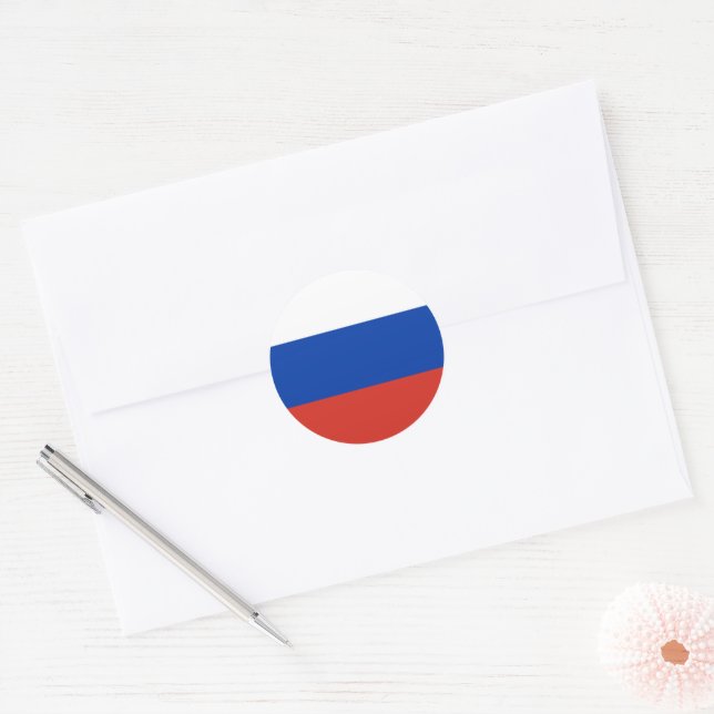 Russia flag classic round sticker (Envelope)