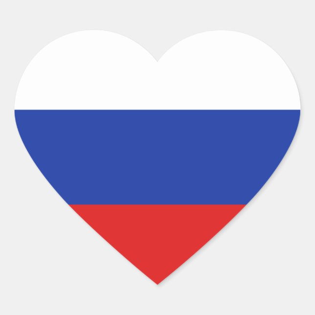 Russia Flag Heart Sticker (Front)