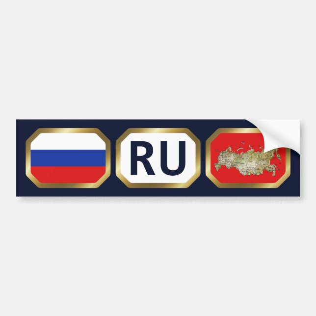 Russia Flag Map Code Bumper Sticker (Front)