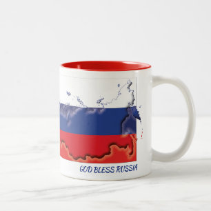 RUSSIA FLAG MAP Scripture Customised Two-Tone Coffee Mug