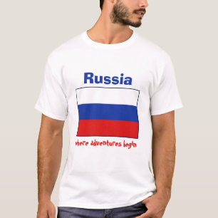 Russia Flag + Map + Text T-Shirt