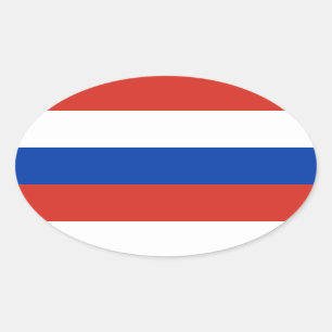 Russia flag / Red White Blue Oval Sticker