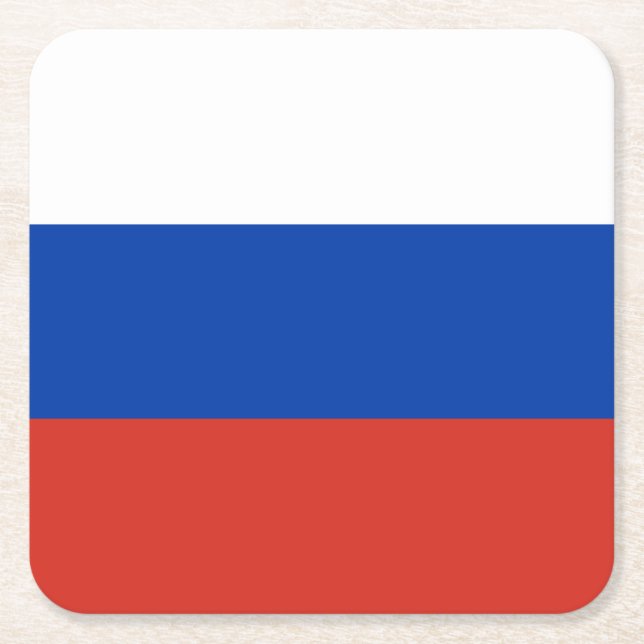 Russia Flag Square Paper Coaster (Front)