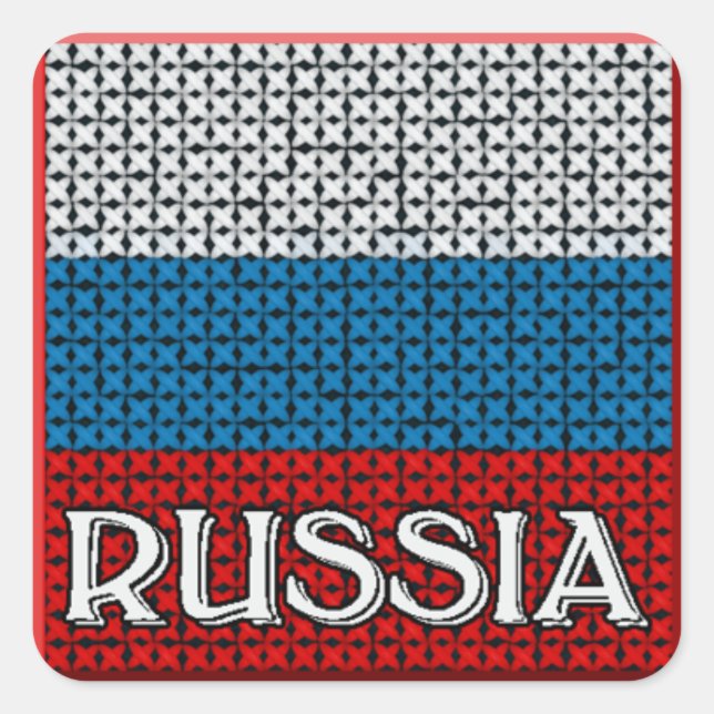 RUSSIA FLAG SQUARE STICKER (Front)