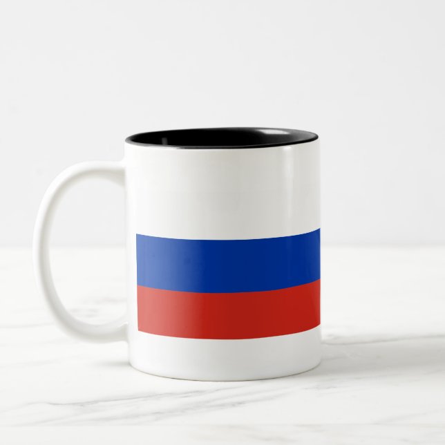 Russia Flag Two-Tone Coffee Mug (Left)