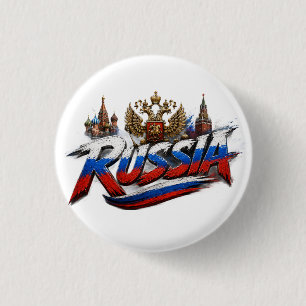 Russia Flag Typography Graphic Design 3 Cm Round Badge