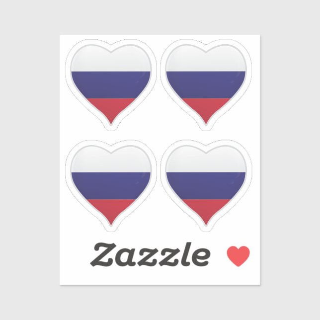 Russia love flag pride heart sticker (Sheet)