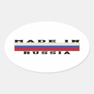 Russia Made In Designs Oval Sticker