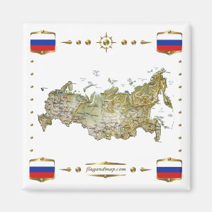 Russia Map + Flags Magnet