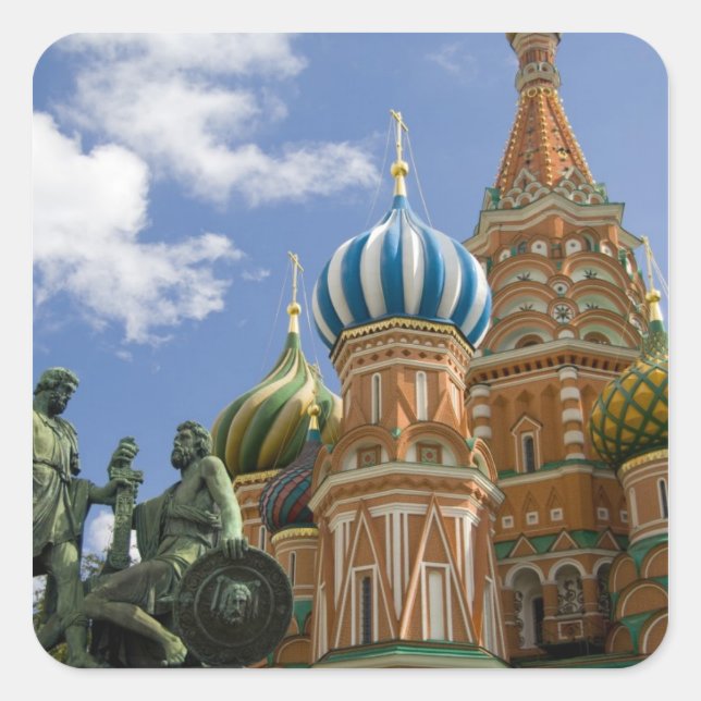 Russia, Moscow, Red Square. St. Basil's 3 Square Sticker (Front)