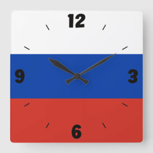 Russia National Flag Patriotic Square Wall Clock