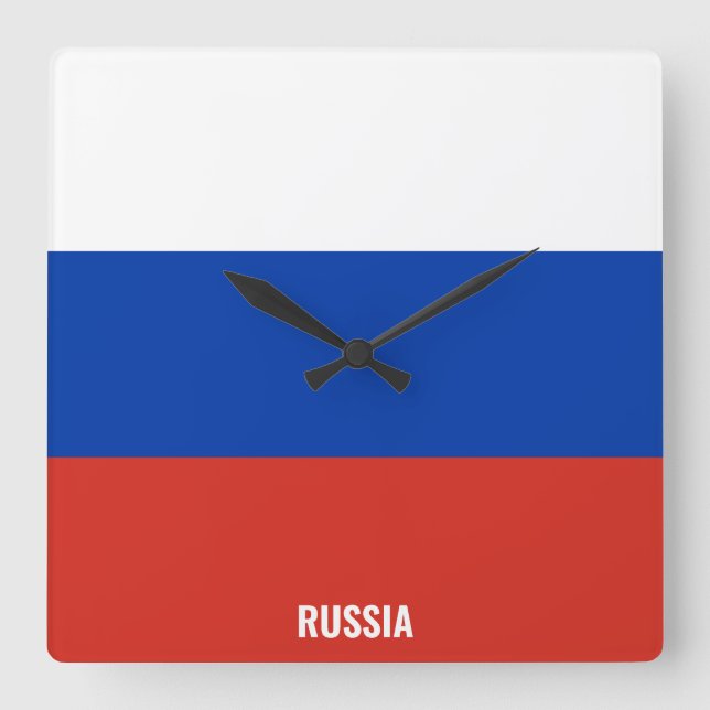 Russia National Flag Patriotic Square Wall Clock (Front)