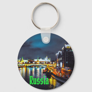 Russia or Russian Federation Moscow At Night Key Ring