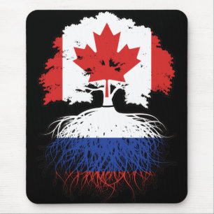 Russia Russian Canadian Canada Tree Roots Flag Mouse Pad