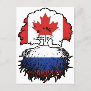 Russia Russian Canadian Canada Tree Roots Flag Postcard
