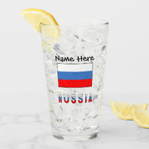 Russia Russian Flag Black Personalisation Glass