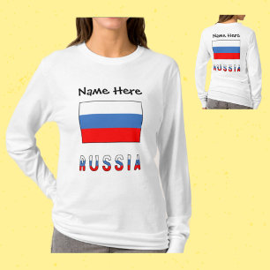 Russia Russian Flag Black Personalisation T-Shirt