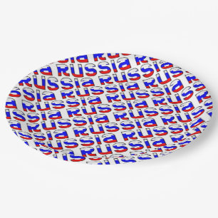 Russia Russian Flag Colours Typography Pattern Paper Plate