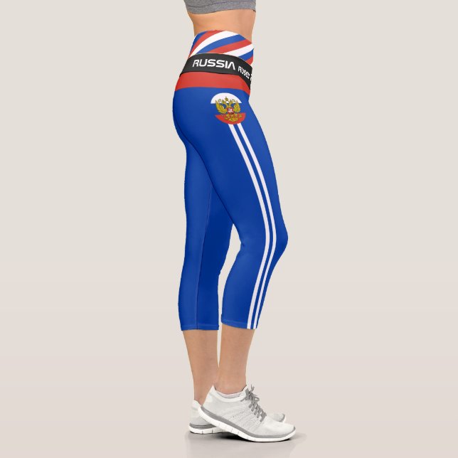 Russia & Russian Flag fashion, Fitness, Sports  Ca Capri Leggings (Right)