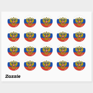 Russia & Russian flag patriots, holiday / sports Classic Round Sticker