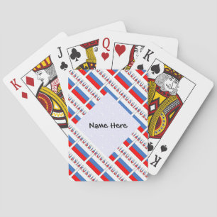 Russia Russian Flag Tiled Black Personalisation Playing Cards