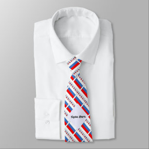 Russia Russian Flag Tiled Black Personalisation  Tie