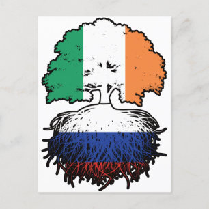 Russia Russian Irish Ireland Tree Roots Flag Postcard