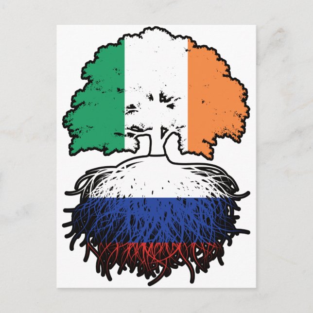 Russia Russian Irish Ireland Tree Roots Flag Postcard (Front)