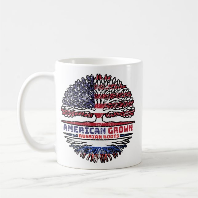 Russia Russian US American USA United States Tree Coffee Mug (Left)