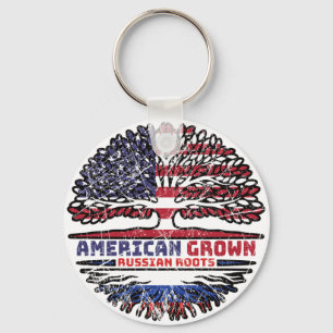 Russia Russian US American USA United States Tree Key Ring