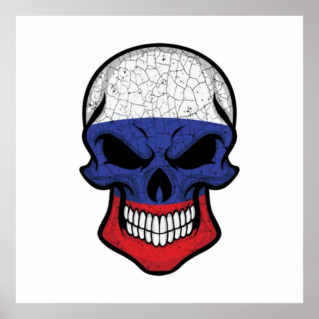 Russia Smiling Skull Flag Poster (Front)