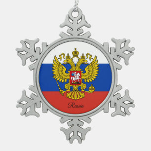 Russia snowflake, Russian Flag Snowflake Pewter Christmas Ornament