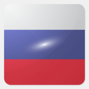 Russia square glossy flag sticker